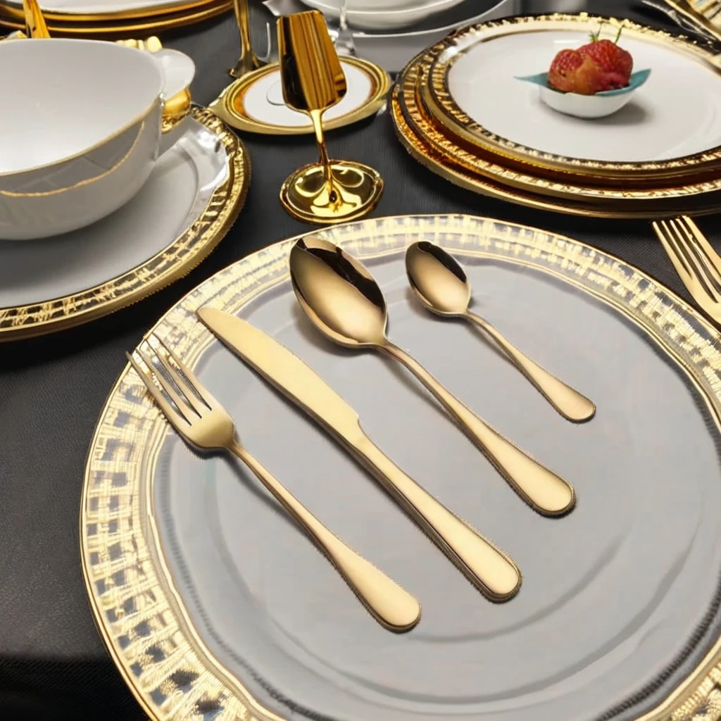 Wholesale Modern Stainless Steel Tableware and Knife Set Gold and Silver Color Sustainable Features for Weddings and Parties
