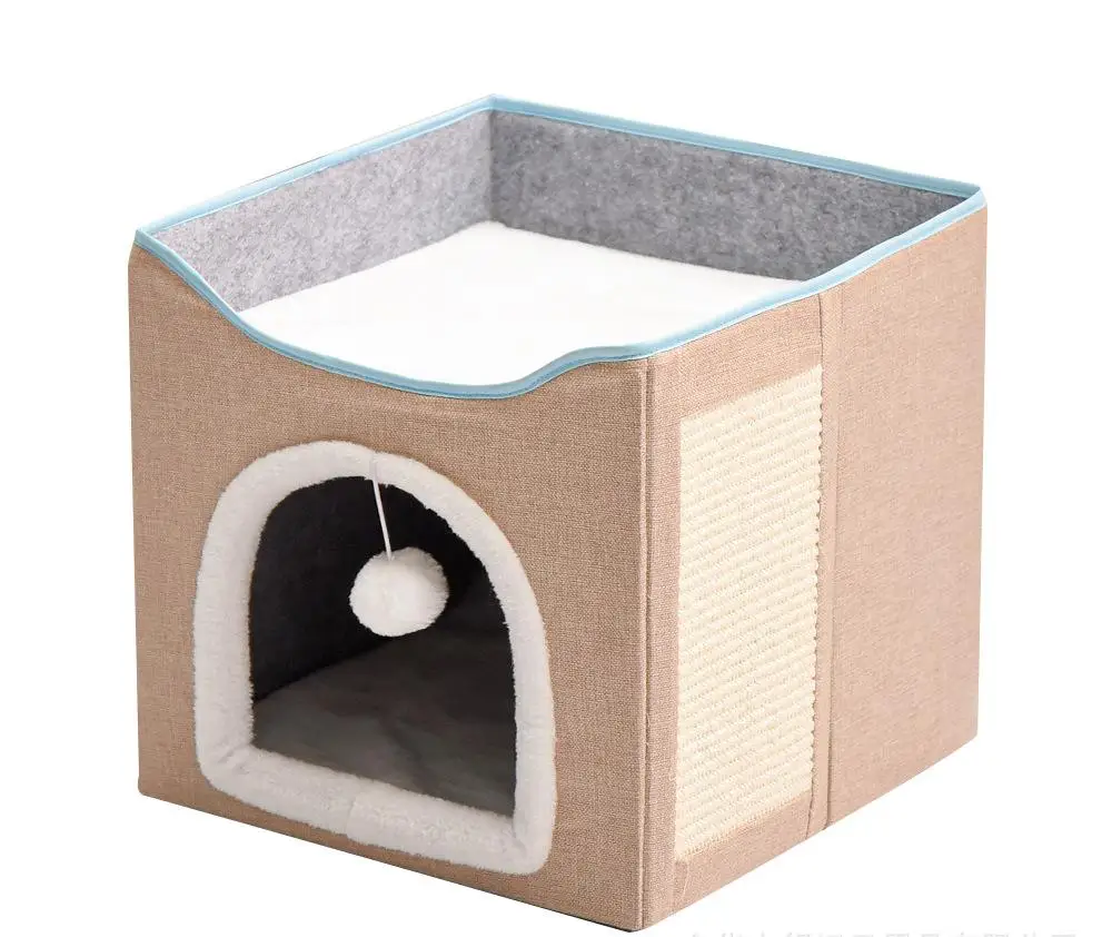 Dropshipping Bed Cat Portable Semi-closed Pet Sleeping Bed Cattery Cage Collapsible Bed For Cats