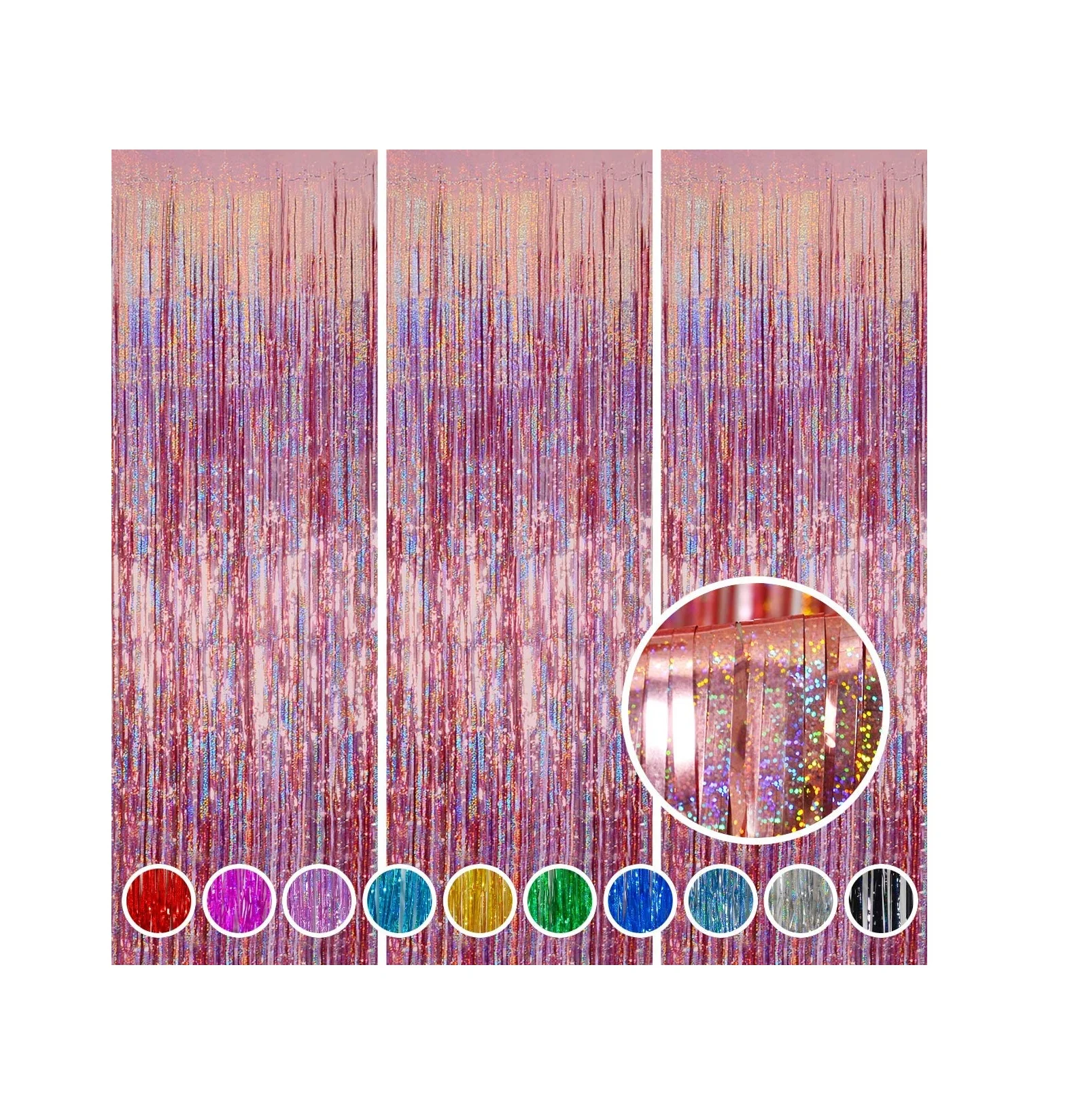 Foil Fringe Curtains Party Decorations 1x2.5m Tinsel Curtain Party Photo Backdrop for Birthday Party Baby Shower or Graduation