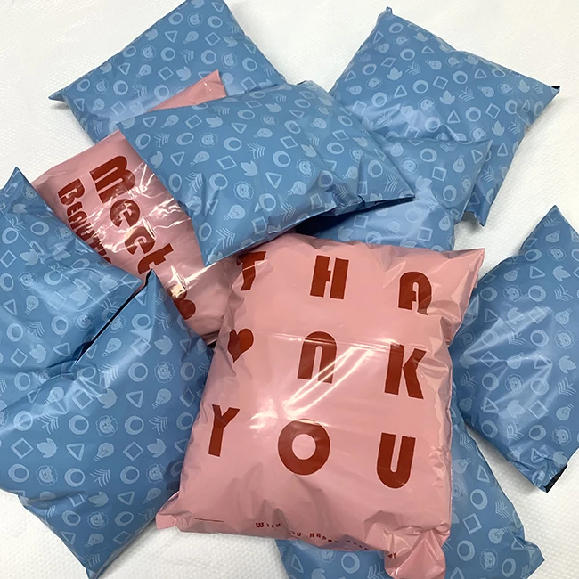 Stock Biodegradable Plastic Mailing Bag Floral Custom Logo Clothes Apparel Bag Plant Based Poly Mailer Wig Mailing Shipping Bags