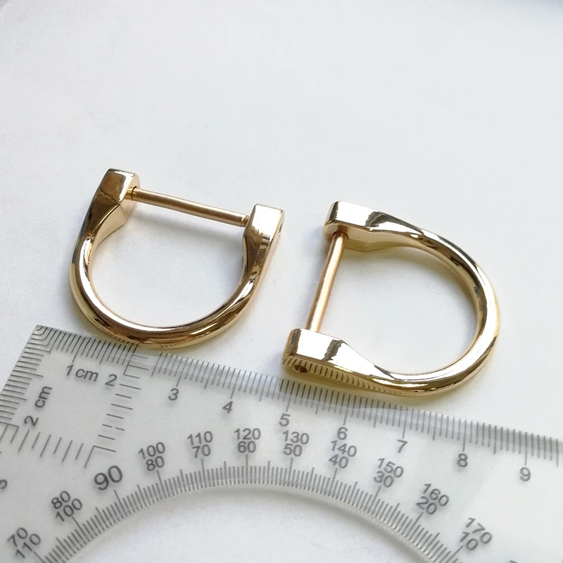 Gold D Rings with Closing Screw Shackle Key Holder Horseshoe U Shape D Ring DIY for Leather Purse