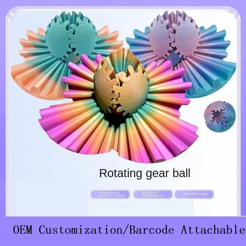 AiJH 3D Printed Gear Ball Wonder Anxiety Relaxing Toy Funny Sensory Whirling Ball Cube Gear Sphere Toy For Adults Kids