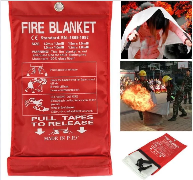 Новое безопасное противопожарное оборудование, тип одеяла для дома, отеля, автомобиля, кухни 1,2 м * 1,2 м 100% стекловолокно