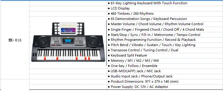 Обновленная версия многофункционального инструмента 61, электронный орган, клавиатура, пианино со светодиодным экраном