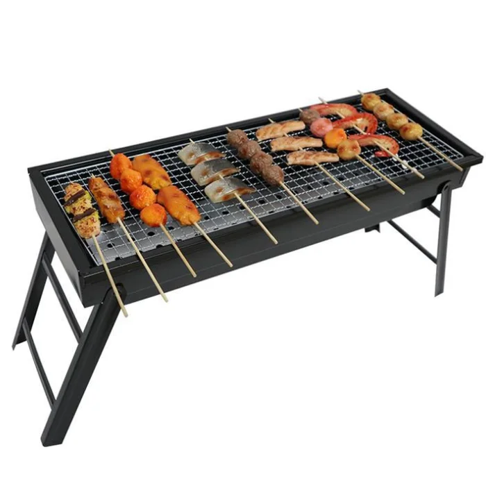 Сверхмощные Черные Кухонные металлические покраски для вечеринки, OEM складные барбекю, барбекю, кебаб, угольные грили для кемпинга