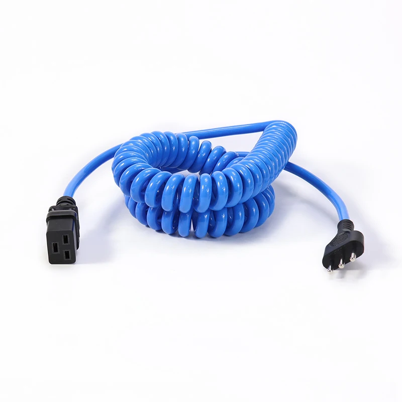 Certified IMQ Approval IEC320 C13 C19 Italy Power Cable Spiral Curly Spring Coiled Italian Power Cord