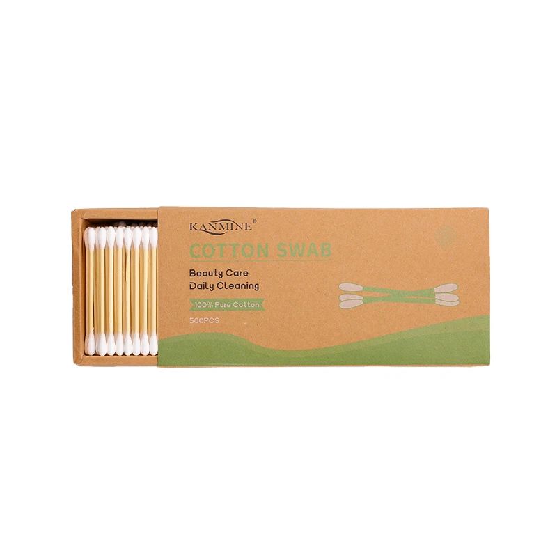 100% Eco-Friendly Natural 500 Double-Ended Ear Sticks Biodegradable Organic Bamboo Stick Cotton Swabs