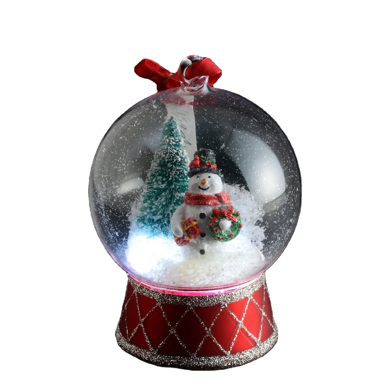 
2020 factory direct sale new handmade christmas bell glass decoration with santa claus 