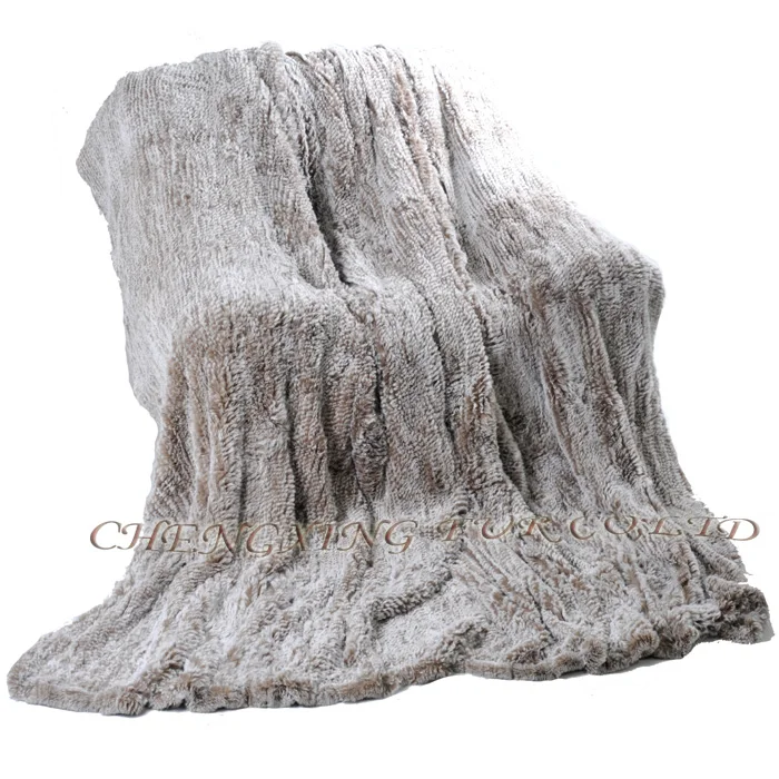 CX-D-92C Classic European and American Plush Genuine Rex Rabbit Fur Blanket