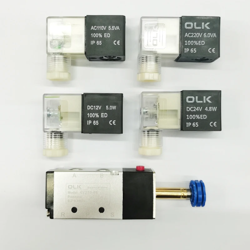 4V210-06 4V210-08 5 Way 2 Position 5/2 solenoid valve Pneumatic Air DC24V Solenoid Valves