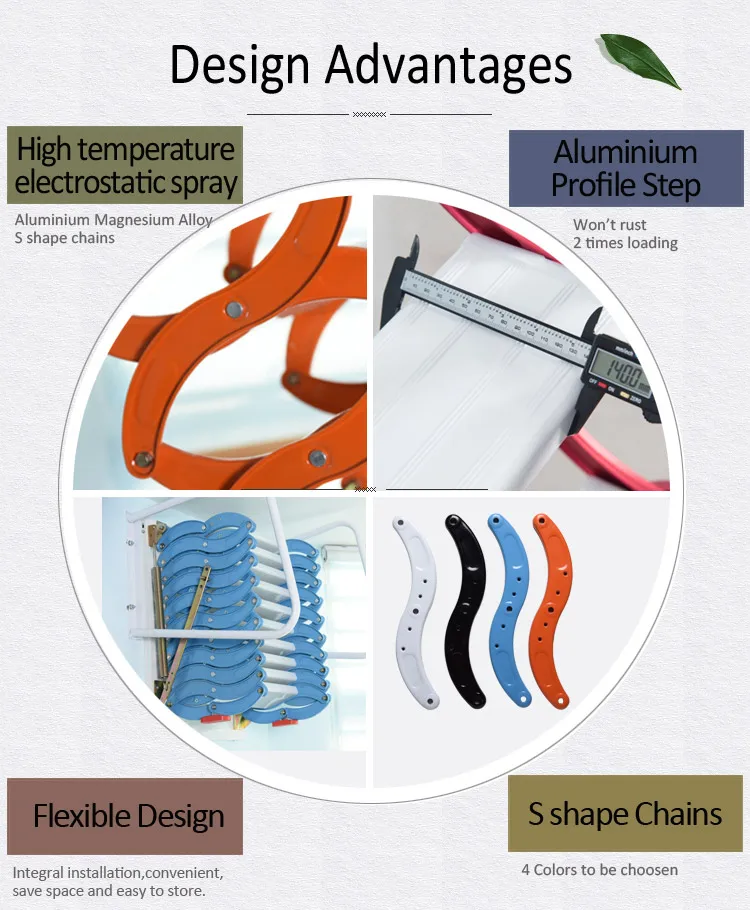 Manual Operated Home Space Saving Removable Outdoor Retractable Ladder