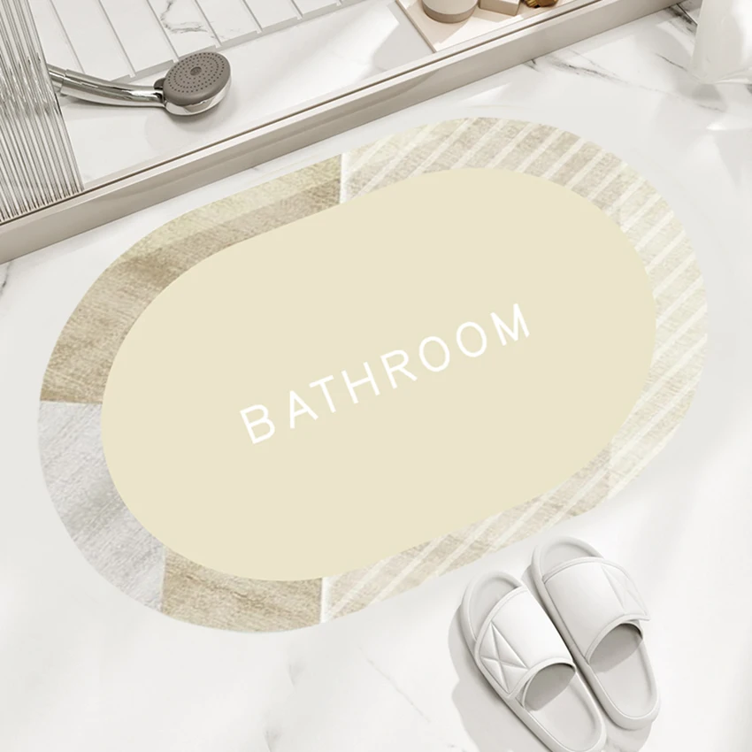 2022 New Design Diatomaceous Earth Bath Mat Stone Mat without Suction Cups Anti-slip Mat in Bathroom