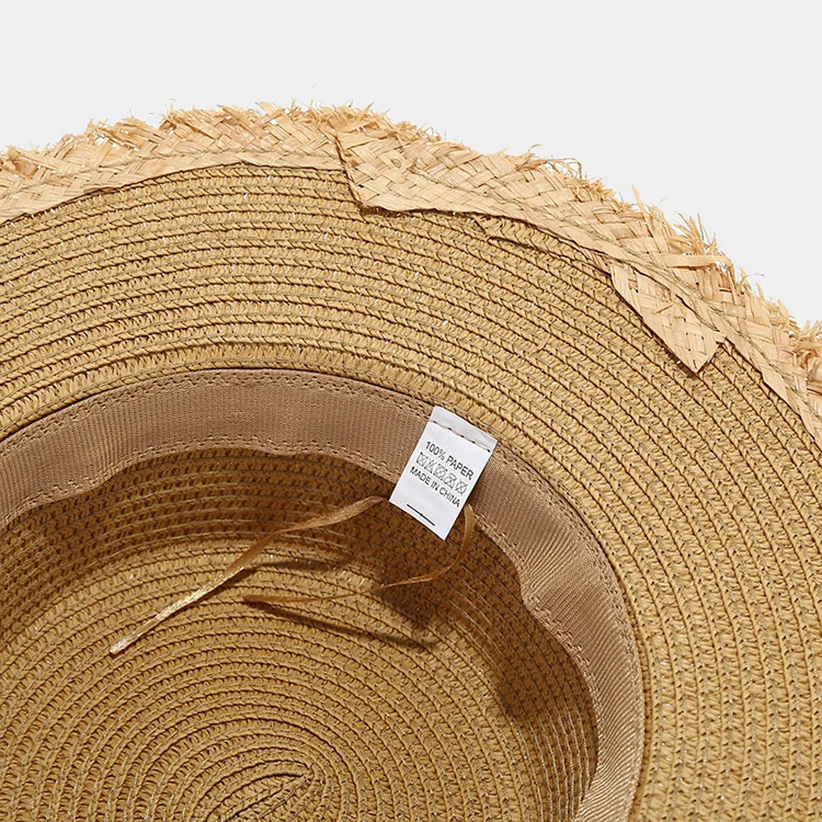 manufacture made women female moisture wicking quick dry wide brim paper straw hat large brim usa unisex bow tie ribbon head cap