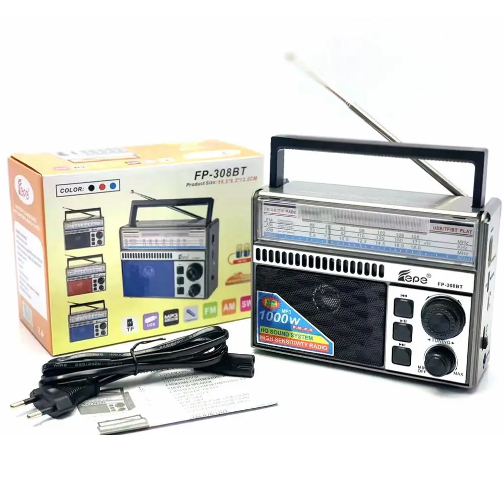 Перезаряжаемые AM FM радио многополосные FP-308BT портативный am fm ЕО 3 USB Радио AC USB Радио