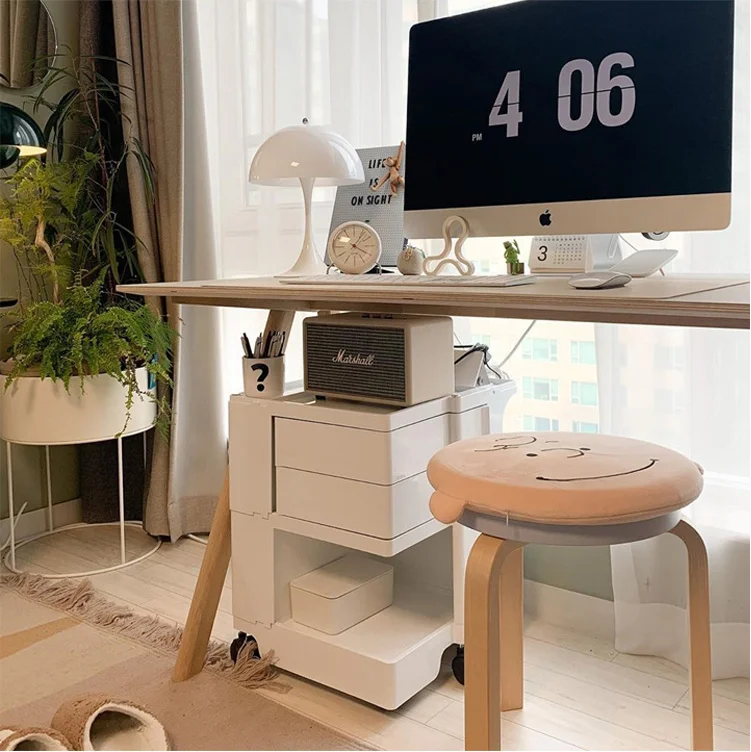 Multi-storage Rolling 2 Tier 2 Drawer Cart Storage Cabinet ABS Plastic Pink White Black  Storage Drawer Cart