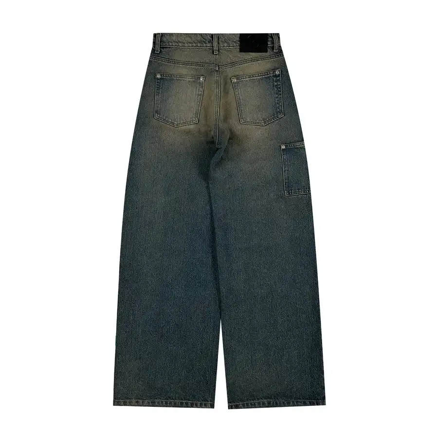 Custom Men Outfit Dark Blue Jeans Pants Designer New Release Original Fit Denim Baggy Jeans Skate Pants Dark Baggy Denim