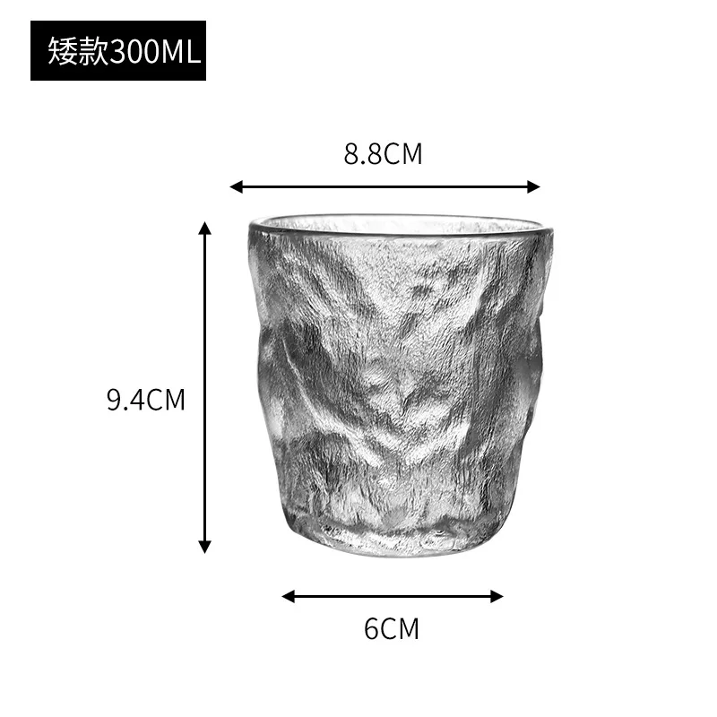 Glass Mug hammered teacup Japanese tree pattern simple transparent brewing tea cup iceberg glass