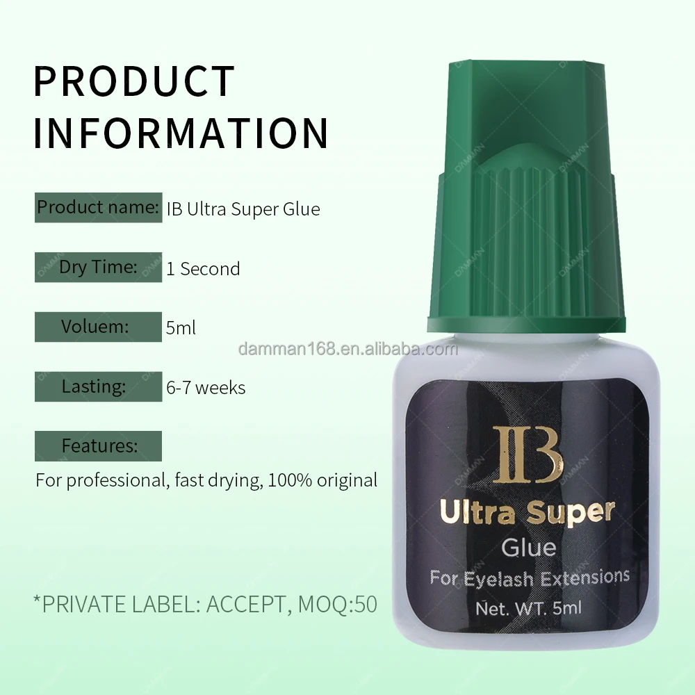 Korea Original IB Ultra Super Glue 5ml 1 Sec 6-7 Weeks Long Lasting IB Adhesive Custom Logo Eyelash Glue For Professional Salon