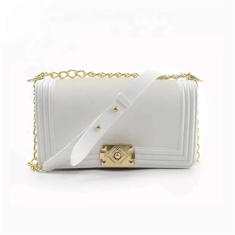 
Cheap pvc jelly tote chain bag purse candy handbag 