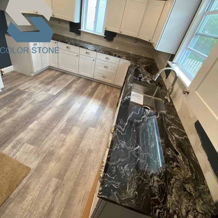 Arabian Night Granite Black Natural Stone with White Veins Bathroom Vanity Top Shower Sink Top