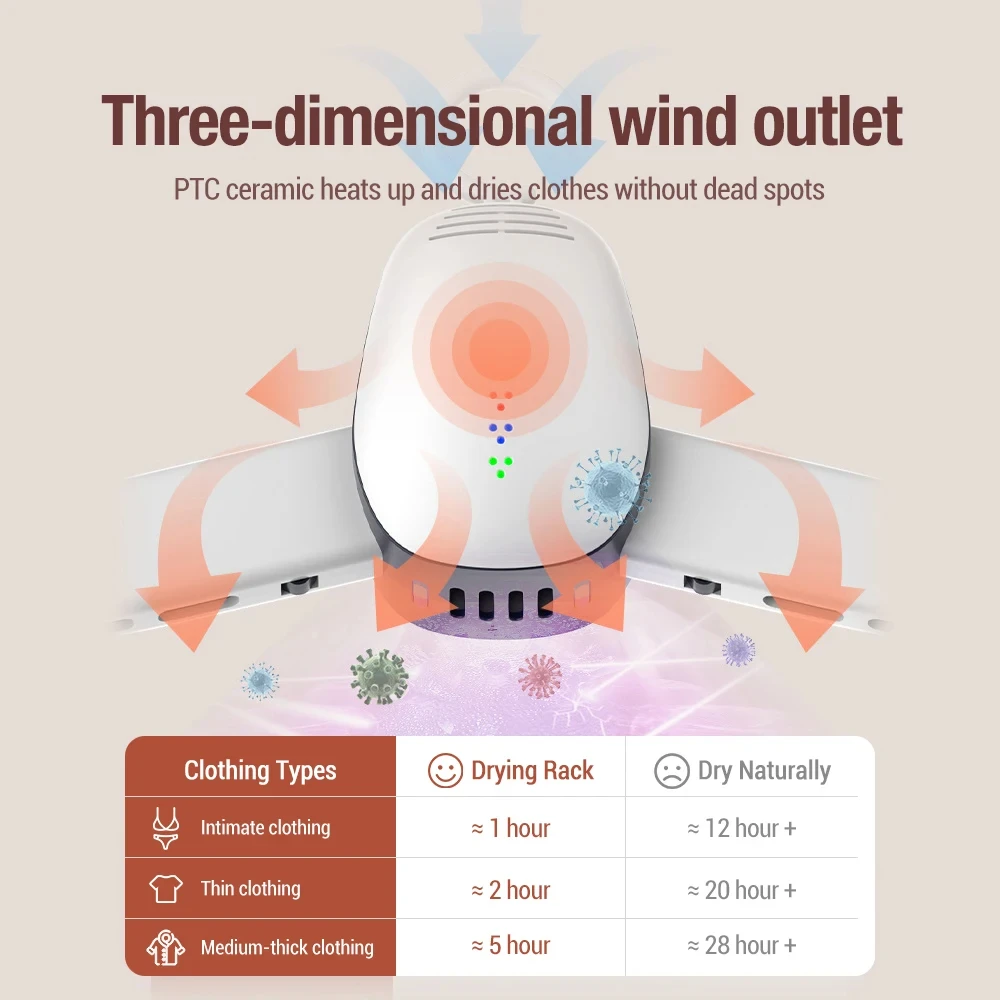 110-220V Smart Portable Clothes Dryer Shoes Clothes Rack Hangers Foldable Laundry Tumble Electric Dryer Machine