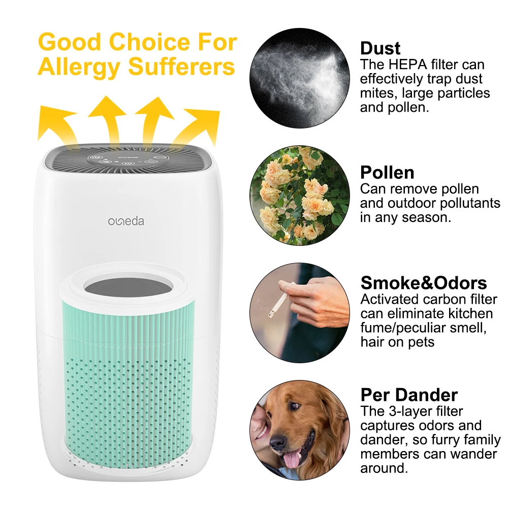 The household intelligent three wind speeds air purifier with AUTO model and night silent mode