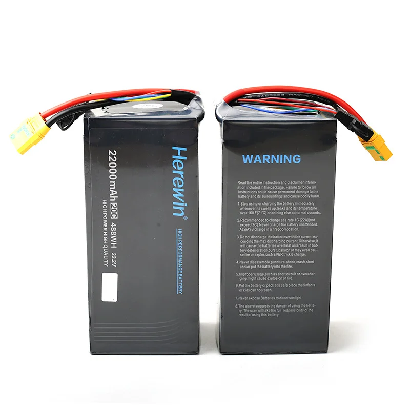 Herewin 22.2V 6S 16000mAh 22000mAh 30000mAh Drone AI Aircraft 6S 22000mah Li-ion battery for AI Agricultural Surveillance Drone