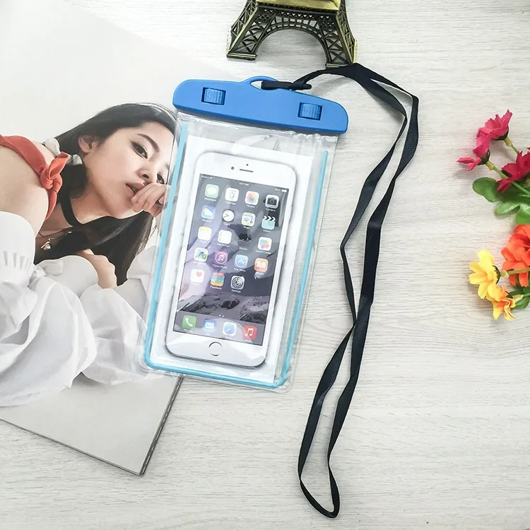 Luminous PVC mobile phone waterproof bag outdoor swimming diving mobile phone cover touch screen