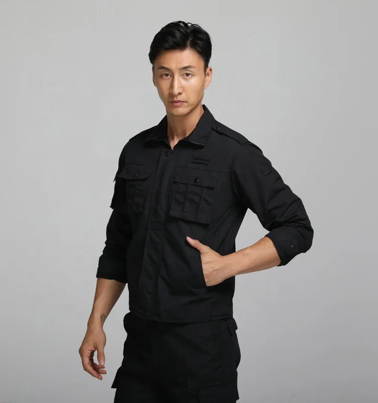 Latest Design security guard uniforms Black Long Short Sleeve Shirts and Pants work suit ripstop Uniform