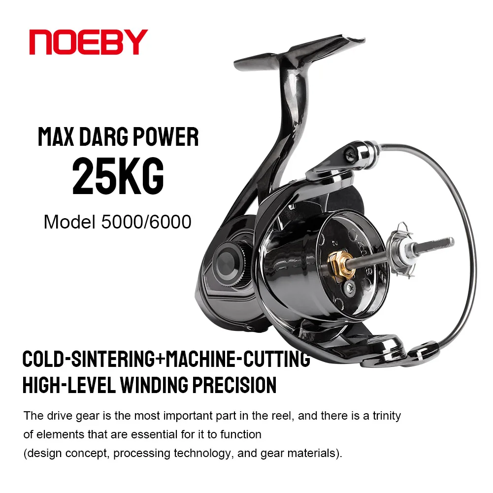 Noeby Spinning Fishing Reel 2500S 3000 4000 5000 6000 Spool Ratio 5.2:1 Max Drag 10-25kg Coil Long Sea Fishing Reel