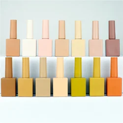 OEM custom wholesale 8ml 10ml 15ml 16ml square nail polish bottle with caps yellow orange fancy nail polish bottle