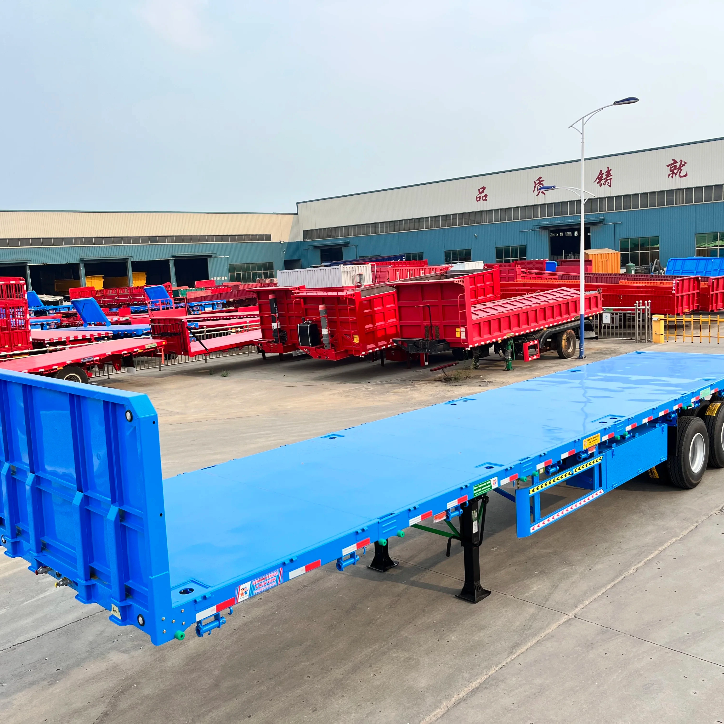 Semi and truck trailer made in China 3 Axles 60tons 80ton 40ft Flatbed Semi Trailer With Shacman Truck Trailers For Sale