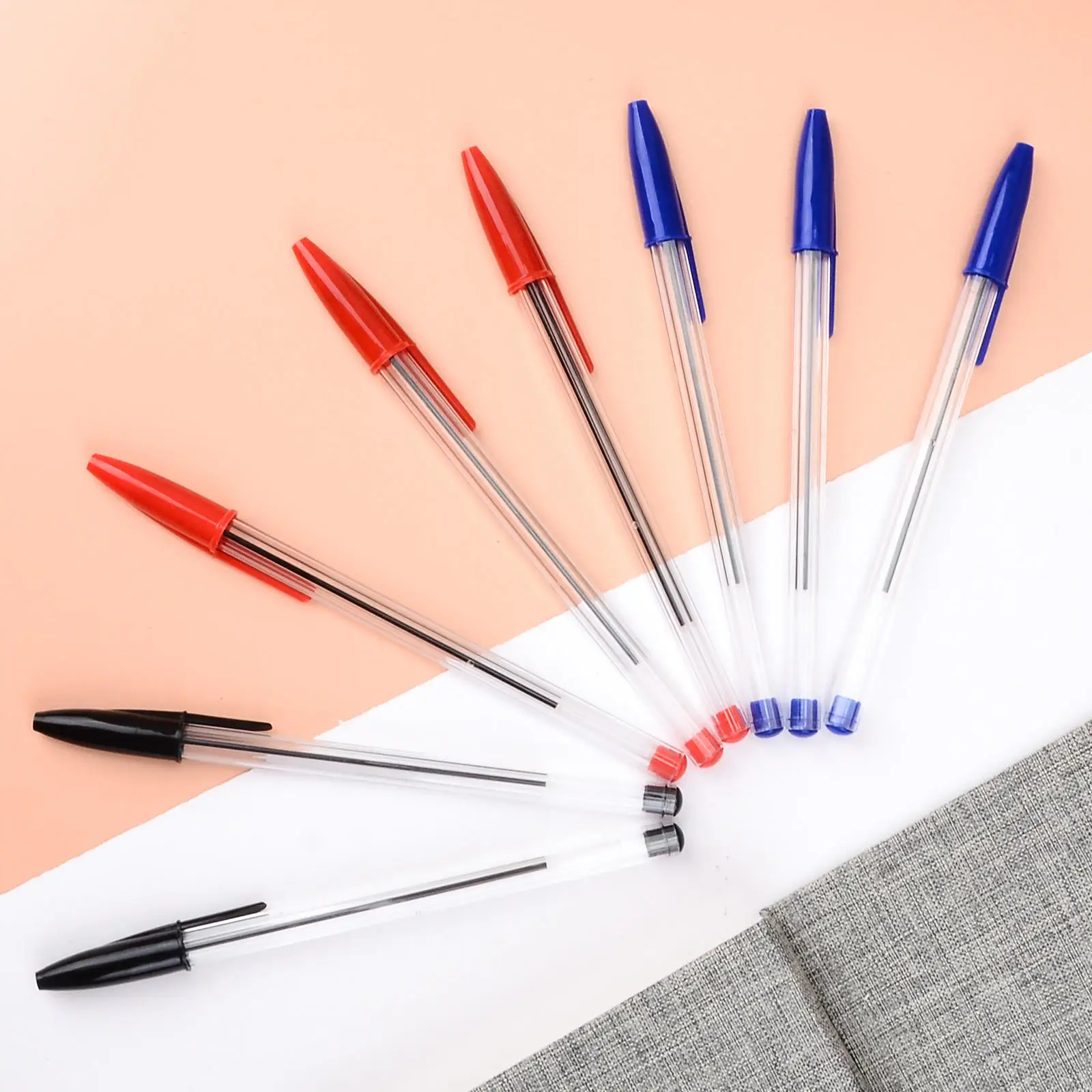 Wholesale 1.0mm Ballpoint Pen Easy To Write Plastic Pen Student Stationery  Ball Point Pen For School 3 colors