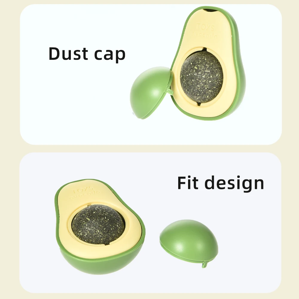 Avocado Interactive Pet Rotatable Treats Kitten Playing Edible Licking Ball Cat Catnip Wall Ball Toy