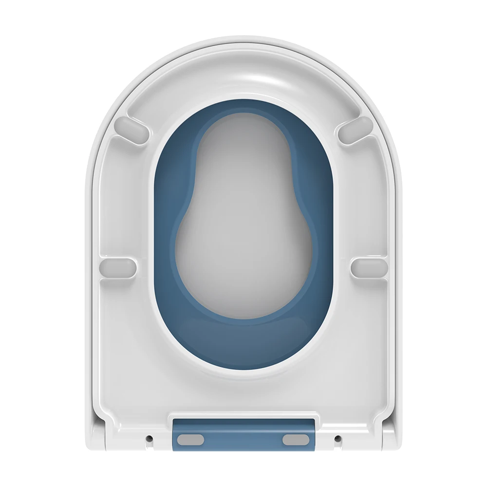 Elongated D shape family toilet seats 3 pcs all soft close with removable colorful baby seat ring for potty training