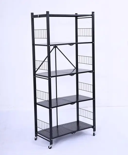 New Design  Metal shelf rolling carts with accessaries black 3 layer kitchen serving storage organizer trolley