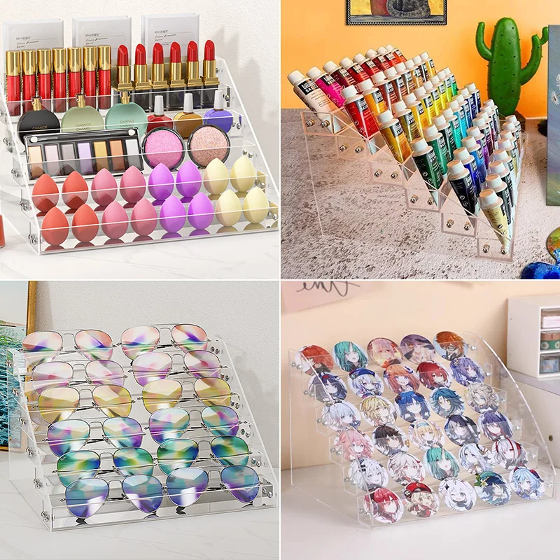 High-End Nail Polish Bottle Organizer 6 Layers Clear Acrylic Display Rack Eyeglasses Storage Shelf Makeup Holder Rack