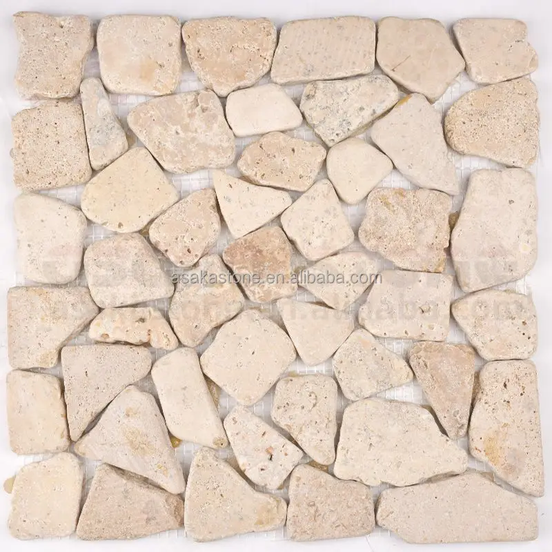 Hot Sale natural river Caen Sliced Pebble Stone Mosaic marble Tile Use for Paving floor wall bathroom kitchen home decoration