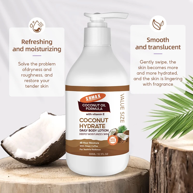 Sumax 300ml Coconut Moisturizing Cream Body Lotion For Daily Self-care Routine