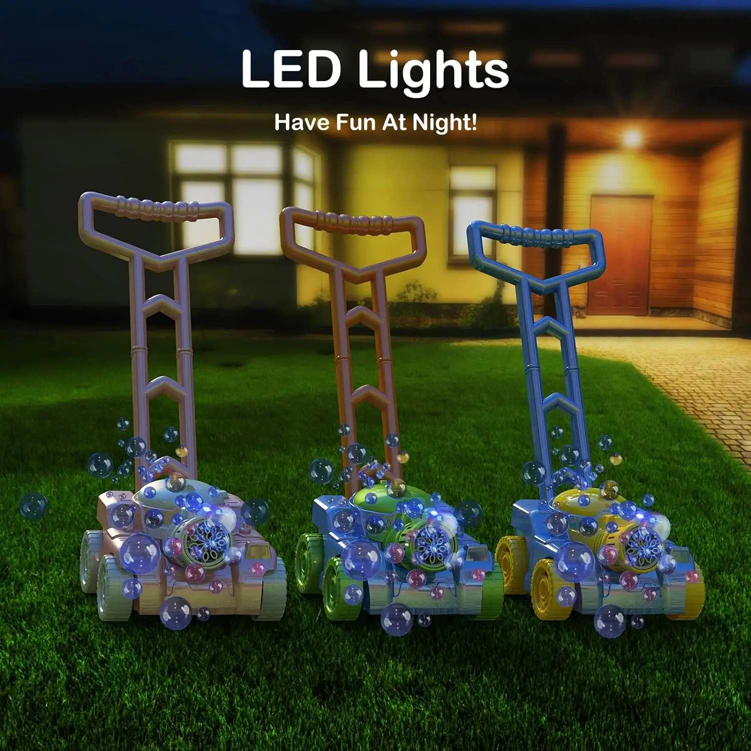 Automatic Bubble Machine Tank Bubble Blower Maker Bubble Lawn Mower Toddler Toys for Kids Summer Outdoor Push Backyard Toys