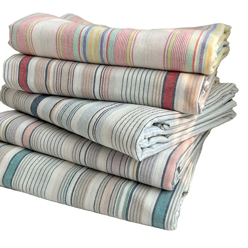 Cotton Bed Sheet Geometric Plaid Pattern-D Soft Breathable Washed Cotton Duvet Cover Bed Sheet Pillowcase