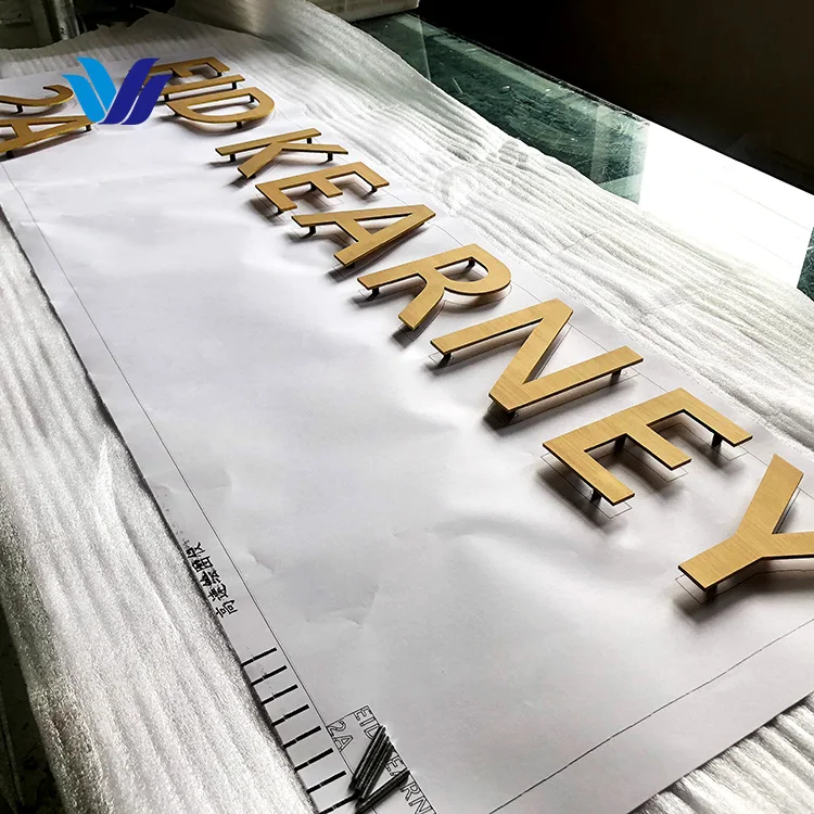 Hongsen Led Signage Outdoor Custom 3D Illuminated Gold Brass Letter Sign