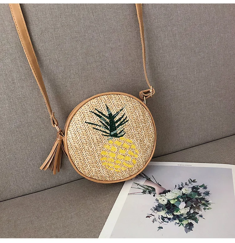 Summer bali bohemian style handmade round tassel straw beach bags