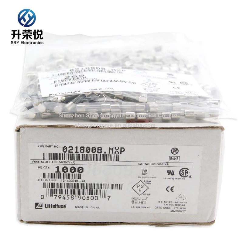  Littelfuse 0218008.MXP Стекло Предохранитель 8A 250 в 5x20 мм медленный удар