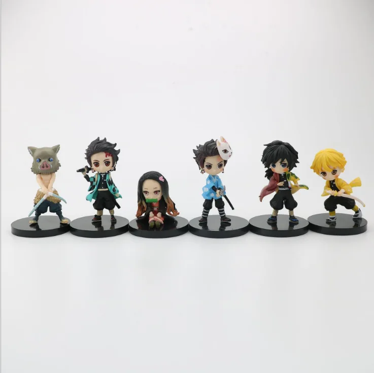 6 шт. горячая Распродажа Q версии убийца демонов полный комплект из ПВХ Аниме фигурки Kimetsu no Yaiba Kamado Tanjirou Kamado Nezuko