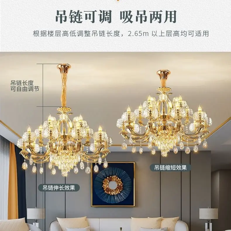 European zinc alloy chandelier living room light modern simple European bedroom light simple atmosphere dining room lighting