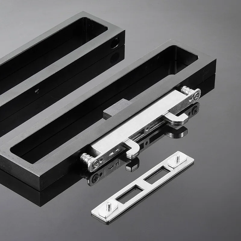 Aluminium Alloy Commercial Home Sliding Floor Long Door Lock Pull Handle With Key Lock