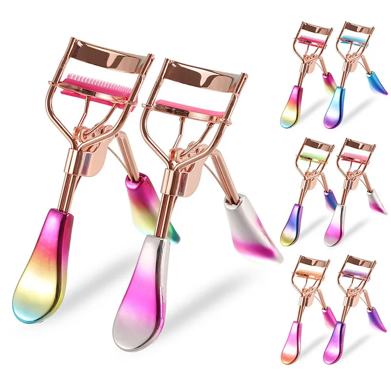 New Stainless Steel Metal Eye Lash Curler Ergonomic Plated Gold Plastic Handle Beauty Makeup Tool Eyelashes Curlers for Women