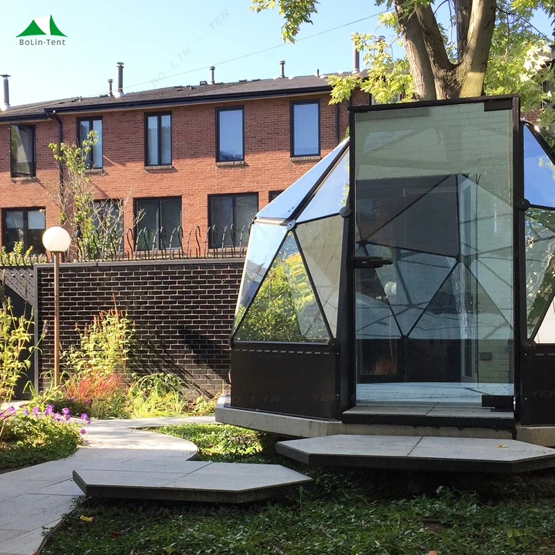 8m Customized size Bay Window M2 Fire Retardant Waterproof Hybrid Tent Architecture Membrane Geodesic Dome Tent Hybrid Domes