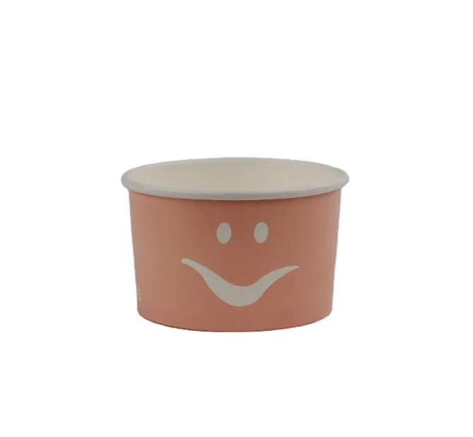 Ready-to-ship Double PE Coated Paper Ice Cream Cup  For Dessert Packaging Disposable Use Cup 5oz Pink Paper Bowl